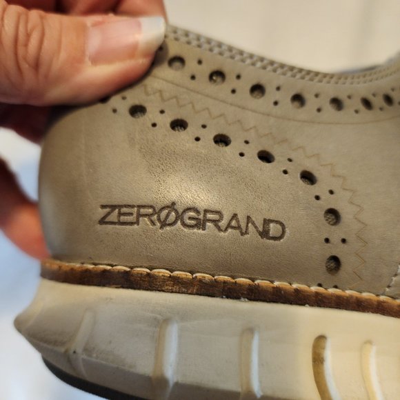 Men's Size 9 Cole Haan Zero Grand OS Grey Perforated Wingtip Oxfords … - Picture 9 of 12